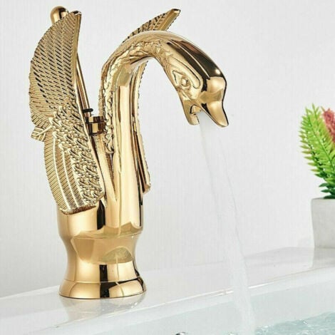 SUGUWORD Robinet Oiseau D'or Salle de Bain Chaude Froide Réglable Mitigeur pour Lavabo