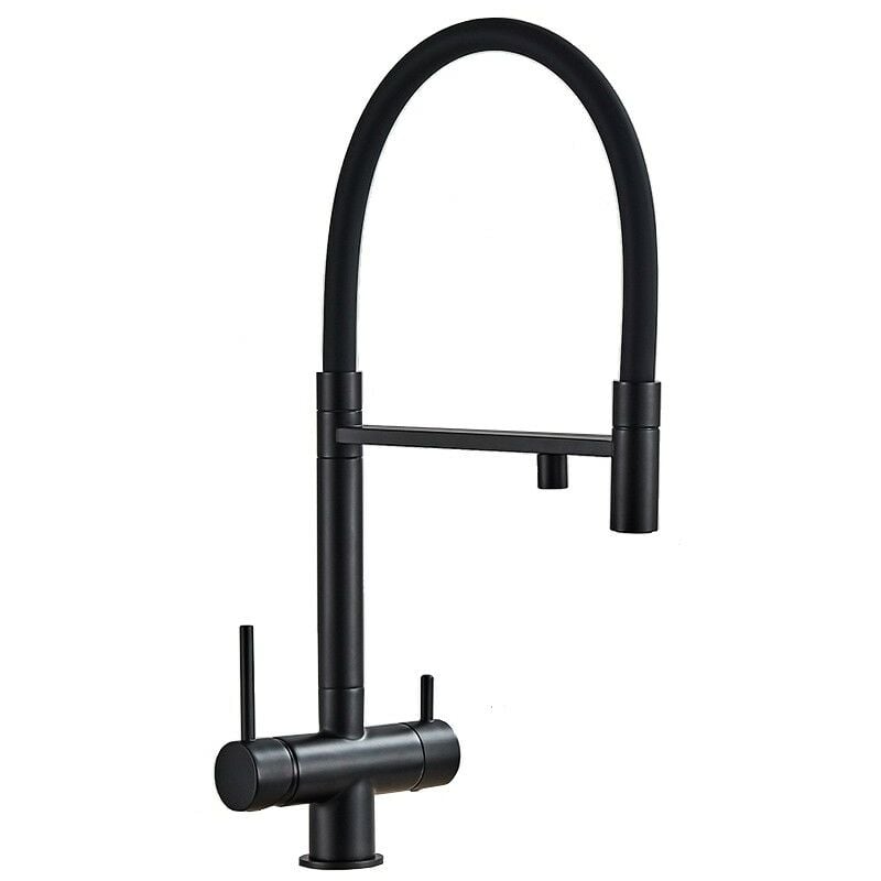 Robinet à osmose inverse à 3 voies, extractible, élégant, rotatif par Rosmmel de la série Helios Noir