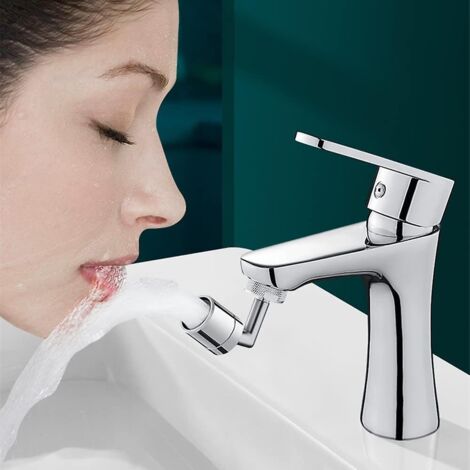 Robinet pivotant à 720 degrés avec aérateur et protection anti-éclaboussures pour salle de bain/cuisine