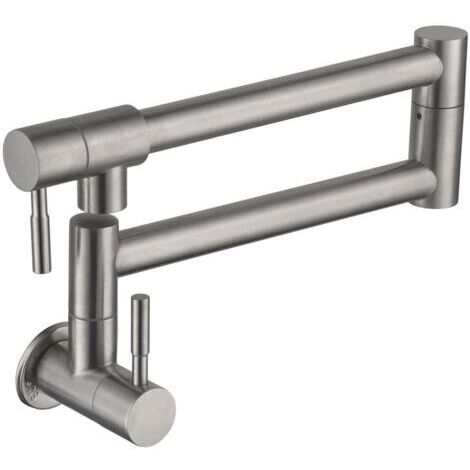 Robinet Pliable Cuisine Montage Mural Pot Remplisseur Évier Rotatif à 360 Degrés Robinet Mitigeur Eau Froide pour Cuisine Mitigeur Monotrou Deux Poignées