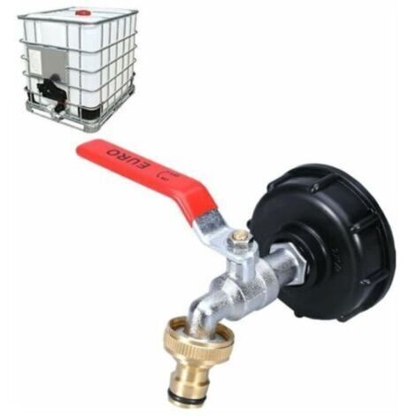 Robinet pour Cuve IBC 1000L, Double Robinet en Laiton avec Adaptateur de Réservoir d'Eau IBC 1/2", Filetage Gros 60 MM (1/2).
