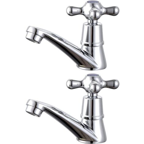 Robinet pour lavabo， 1 paire de robinets de lavabo chaud et froid pour lavabo de salle de bain