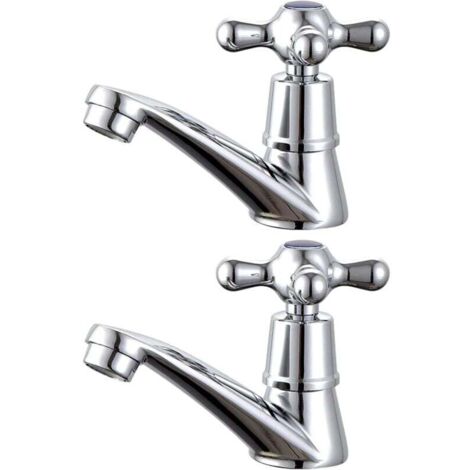 Robinet pour lavabo， 1 paire de robinets de lavabo chaud et froid pour lavabo de salle de bain