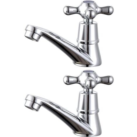 Robinet pour lavabo， 1 paire de robinets de lavabo chaud et froid pour lavabo de salle de bain