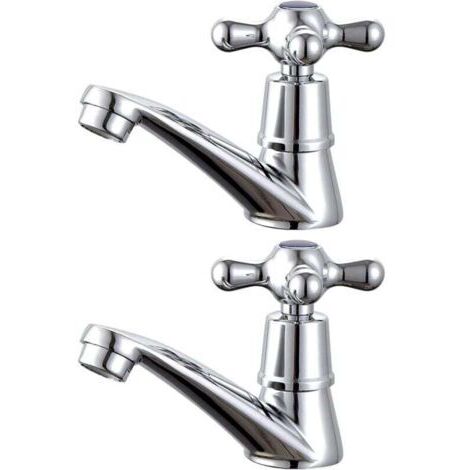 Robinet pour lavabo， 1 paire de robinets de lavabo chaud et froid pour lavabo de salle de bain