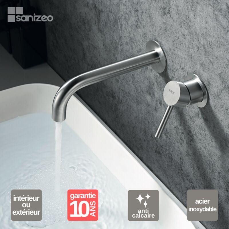 Robinet Mitgeur de Lavabo Encastré en Acier Inoxydable Intérieur / Extérieur imex moscu GLT023/AC