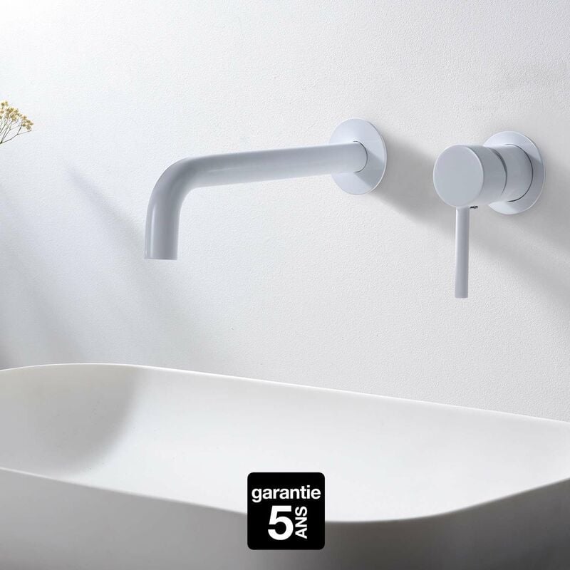 Imex Products - Robinet Mitigeur de Lavabo anti-calcaire Encastré Blanc Mat imex etna GLT023/BL