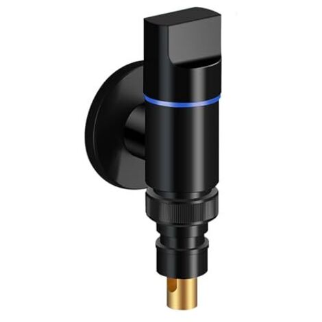 Robinet pour machine à laver avec vanne d'arrêt automatique – vanne d'arrêt d'angle pour espaces étroits, construction en acier inoxydable et laiton, adaptateur universel.