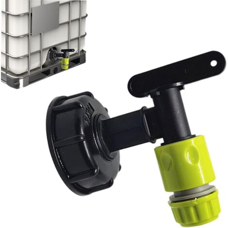 Robinet pour réservoir en plastique de 1000 litres avec raccord pour tuyau d'arrosage, adaptateur pour réservoir IBC, raccord fileté 3/4 pouce pour récupérateur d'eau de pluie et réservoir de carburan