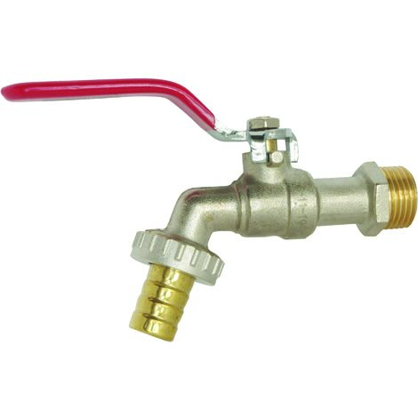 Robinet puisage 1/4 de tour à sphère poignée plate chromé - mâle 1/2" (15/21) - nez mâle 3/4" (20/27) - Somatherm