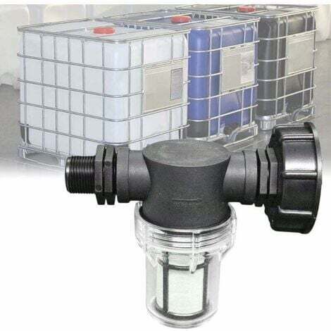 Robinet Raccord Cuve 1000 L, Articulation de Tuyau de Jardin pour Collecteurs d'eau de Pluie avec Fonction de Filtre,S60x6 Adaptateur De Réservoir d'eau IBC (3/4'' Fil extérieur)--INHHUB