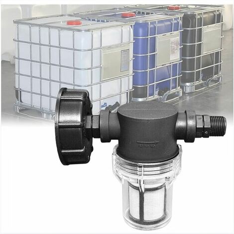 Robinet Raccord Cuve 1000 L, Articulation de u de Jardin pour Collecteurs d'eau de Pluie avec Fonction de Filtre,S60x6 Adaptateur De Réservoir d'eau IBC (1/2'' Fil extérieur)