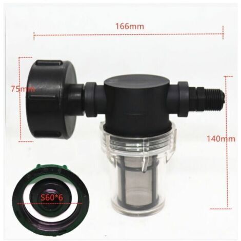 Robinet Raccord Cuve 1000 L, Articulation de u de Jardin pour Collecteurs d'eau de Pluie avec Fonction de Filtre,S60x6 Adaptateur De Réservoir d'eau IBC (1/2'' Fil extérieur),--TRIMEC