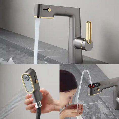 Robinet Lavabo Noir,Robinet Eau Chaud Froid,Mitigeur de Salle de Bain en  Acier inoxydable,pour Lavabo ou Vasque de Salle Bain, Vasque Lave Main,Chaud  et Froid Réglable esquí esquí Gafas de esquí