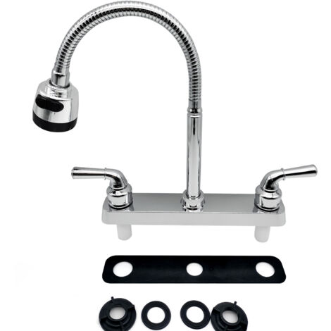Robinet remplacement camping-car, pour évier cuisine avec douchette rotative 360°, bec flexible. Pour caravanes, camping-cars. Pratique.