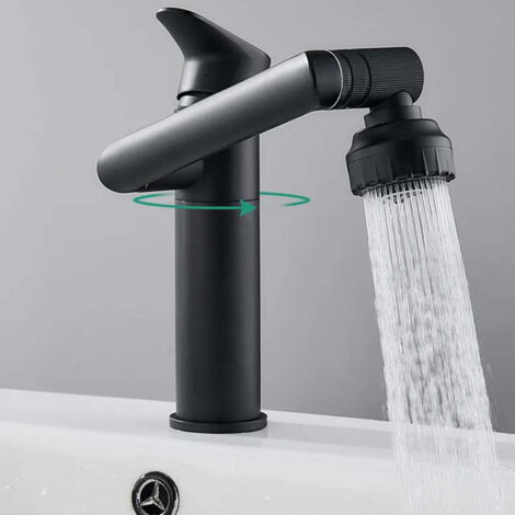 Robinet rotatif à 1080 degrés, robinet de salle de bain noir, robinet d'évier rotatif, robinet de salle de bain avec jet rotatif grand angle, pommeau de douche pour robinet de salle de bain et de cuis