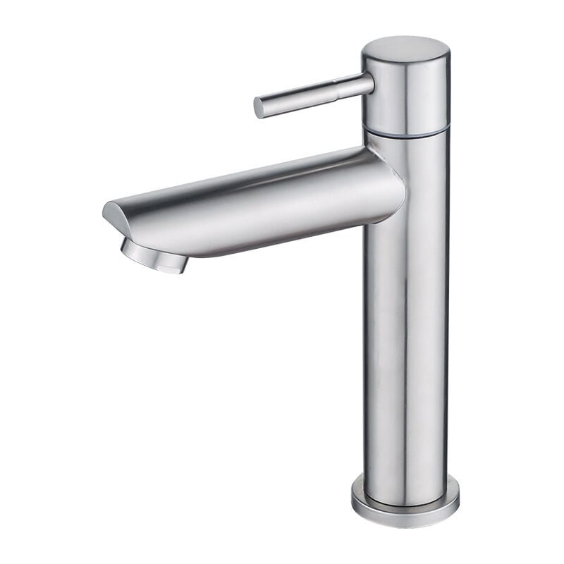 Robinet Salle Bain Eau Froide Uniquement avec Bec Hauteur 18 cm, Robinet Lave Main Eau Froide en Acier Inoxydable, Robinet Lavabo Eau Froide pour wc