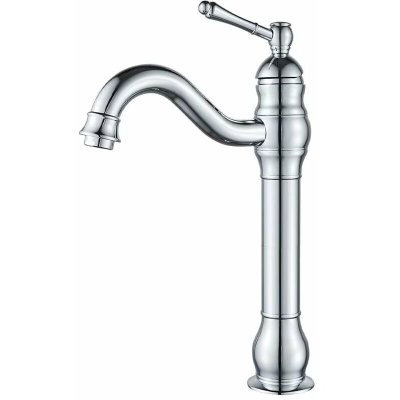 Ayyqh - BR-Vie Robinet Salle Bain Haut Peut pivoter à 360 °Mitigeur Lavabo,RéTro Classique Robinet Salle de Bain Robinet Lavabo en Laiton ,Argent