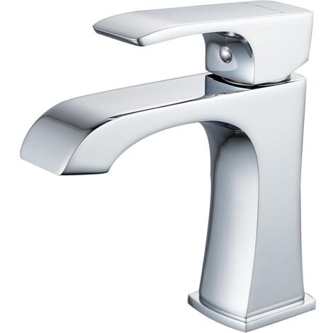 Robinet Salle Bain Laiton Chromé Monobloc Bec Cascade Design Moderne Mitigeur Lavabo, avec Flexibles G3/8’’