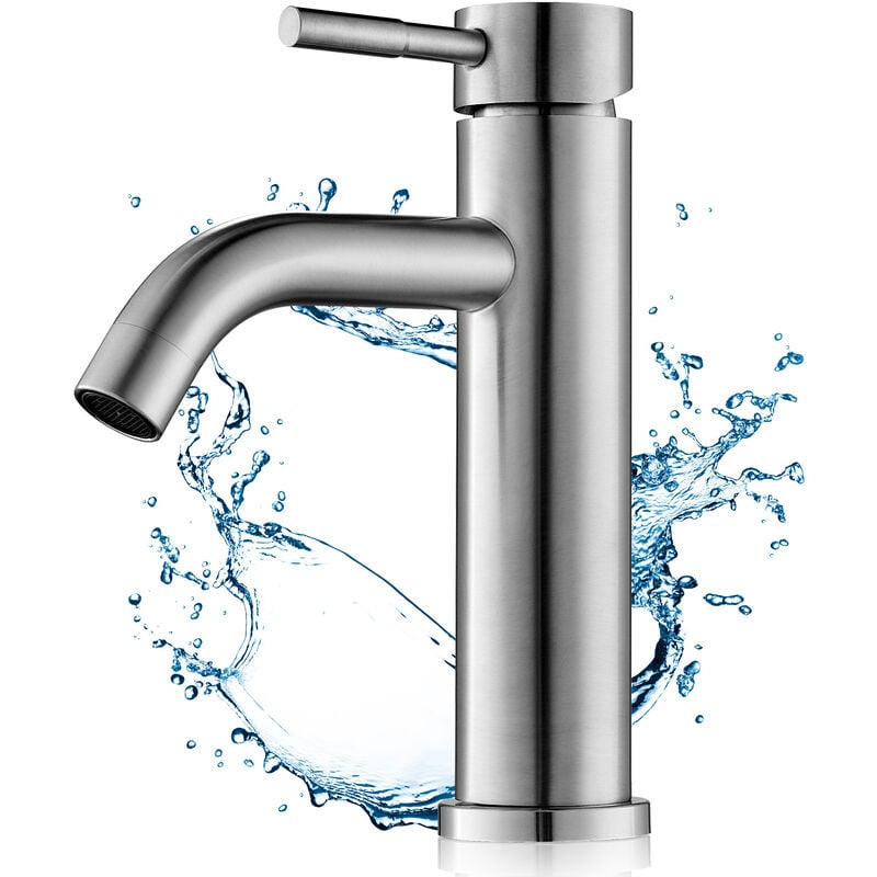 Horow - Robinet Salle Bain, Mitigeur de Lavabo Bec 45°,Chaud Froid Réglable,Robinet Lavabo en Acier Inoxydable moderne Hauteur 208mm