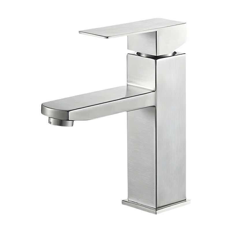 Robinet Salle Bain Mitigeur Lavabo Carré Robinet eau chaude et froide Mitigeur salle de Bain Acier inoxydable(Sans tuyau d'entrée)