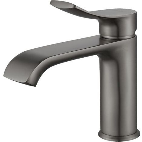 Robinet Salle Bain, Mitigeur Lavabo Chaud et Froid, Robinet Vasque avec Bec Courbé, Robinets de Lavabo pour Salle de Bain Gunmetal