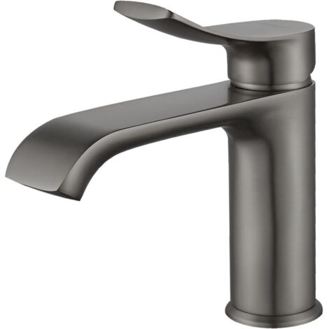 Robinet Salle Bain, Mitigeur Lavabo Chaud et Froid, Robinet Vasque avec Bec Courbé, Robinets de Lavabo pour Salle de Bain Gunmetal