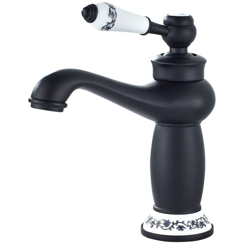 Beijiyi - Robinet Salle Bain Mitigeur Lavabo PoignéE Unique Robinet Lavabo Salle de Bain Mitigeur Lavabo Retro, Noir Laiton