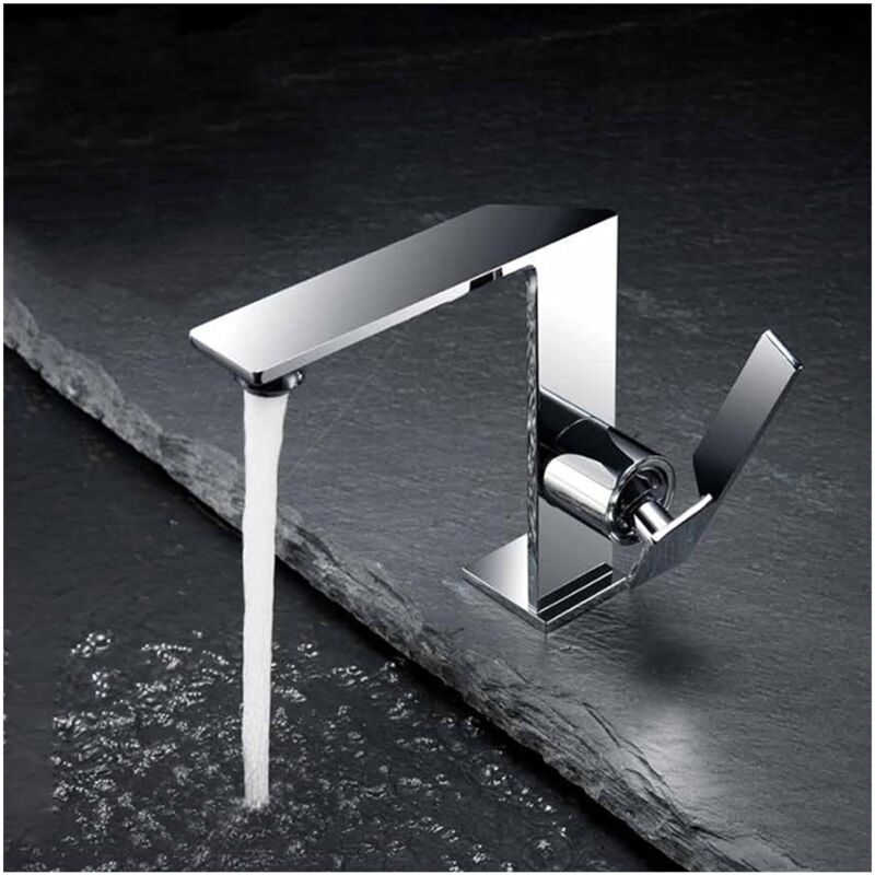 Robinet Salle Bain, Mitigeur Lavabo Robinet Lavabo Salle de Bain en Laiton Mitigeur Salle de Bain - Chrome