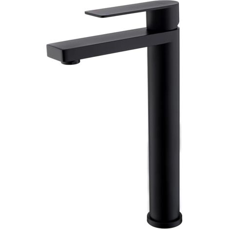 Robinet Salle Bain mitigeur lavabo salle de bain haut noir mat avec bec hauteur 250mm à poignée carré mitigeur xl vasque à poser