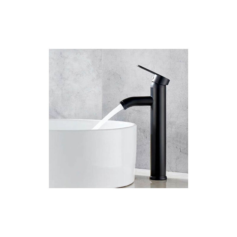 Yzmrbdqc - Robinet Salle Bain Cascade Noir Mat, Mitigeur Lavabo Cascade Haut, Robinet Lavabo avec bec Hauteur, Robinetterie Vasque à Poser Carré en