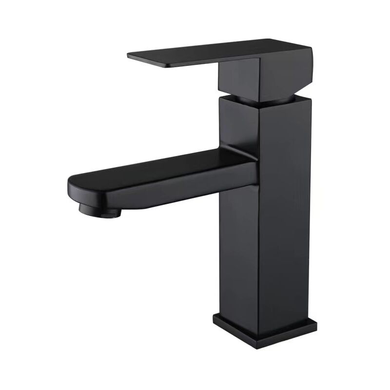 Robinet Salle Bain Noir Mitigeur Lavabo Carré Robinet eau chaude et froide Mitigeur salle de Bain Acier inoxydable(Sans tuyau d'entrée)