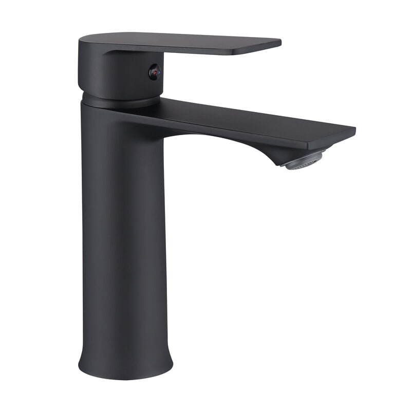 Ubeegol - Robinet Salle Bain Noir Mitigeur Lavabo Robinet de Lavabo Mono-trou Robinetterie Lave-mains en Acier Inox Design Elégant