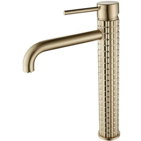 Robinet Salle Bain Or Brossé - Mitigeur Lavabo Haut Robinet Lavabo Doré - Robinetterie Vasque à Poser en Laiton