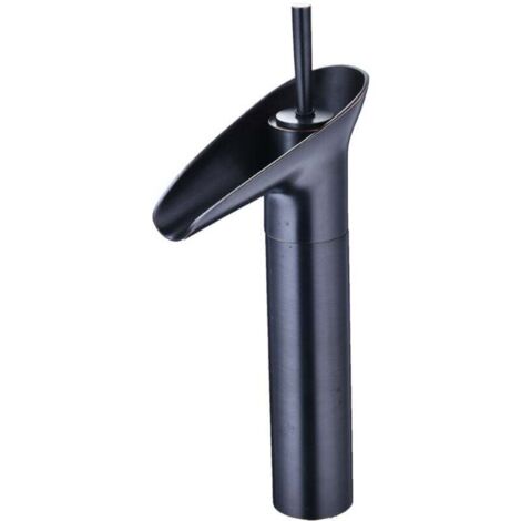 Robinet Salle Bain, Robinet Cascade Mitigeur Lavabo Noir Rétro à Levier Unique Robinet Lavabo, Laiton Comptoir Haute Robinet Salle de Bain Robinet Lave Main Robinet Evier Vasque，Noir