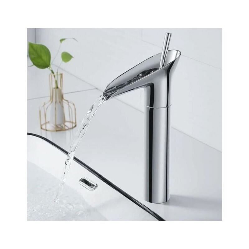 Cyslmuk - Robinet Salle Bain, Robinet Salle de Bain Mitigeur Lavabo Chrome Rétro à Levier Unique Mitigeur Salle de Bain, Laiton Comptoir Haut Robinet