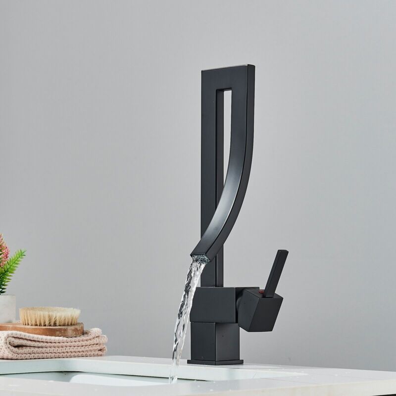 Suguword - Robinet Salle de Bain Cascade, Design Elégant Robinet Lavabo, Mitigeur en Laiton, Eau Chaude et Froide Disponible, Robinetterie Chromé