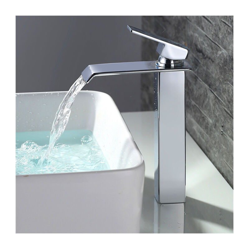 Largeight - Robinet Salle de Bain Cascade Mitigeur de Lavabo Bec Haut Robinetterie pour Vasque Chromé Design Moderne-