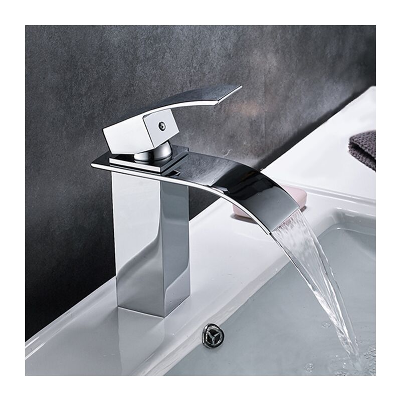 Ubeegol - Robinet Salle de Bain Cascade Robinet de Lavabo à Deux Voies Mitigeur de Lavabo en Acier Inox Chromé Design Moderne