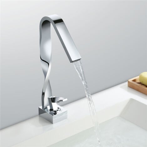 HOMELODY Robinet Salle de Bain Cascade Mitigeur de Lavabo en Laiton Robinet Lavabo Chromé pour Vasque Design Moderne