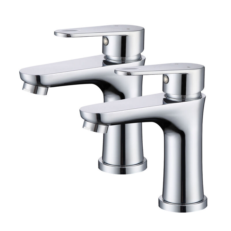 2 x Mitigeur de Lavabo Chromé Robinet Salle de Bain à Deux Voies Robinet Lavabo pour Salle de Bain Robinetterie de Lavabo en Acier Inox