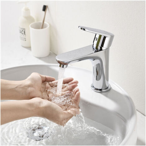 Robinet Salle de Bain Chromé Mitigeur de Lavabo à Deux Voies pour Salle de Bain Robinet de Lavabo en Laiton Robinetterie