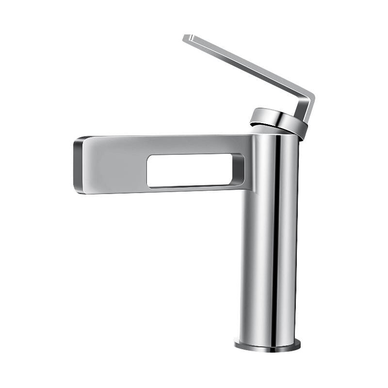 Robinet Salle de Bain Design Créatif Moderne, Robinet de Lavabo Noir, Mitigeur Salle de Bain Robinetterie Lavabo Monotrou, Laiton(argent)