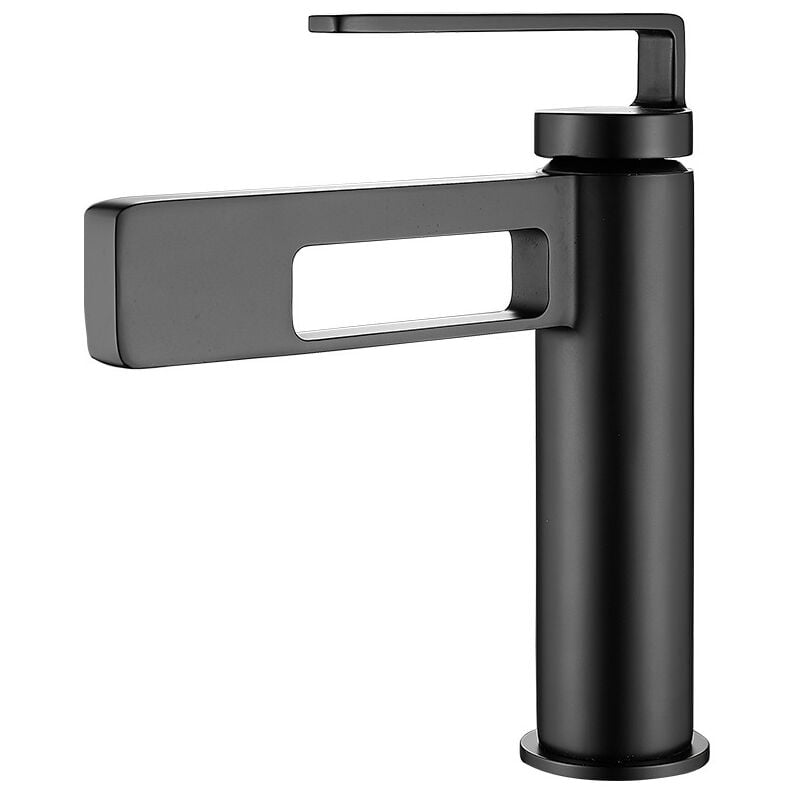 Robinet Salle de Bain Design Créatif Moderne, Robinet de Lavabo Noir, Mitigeur Salle de Bain Robinetterie Lavabo Monotrou, Laiton( noir)