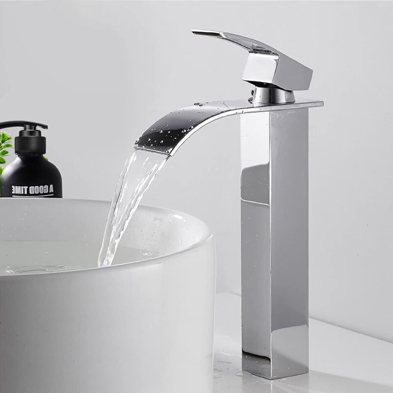 Suguword - Robinet Salle de Bain Design Moderne de Cascade Robinet Lavabo Chromé Conception de Corps en Métal Durable Supérieure Eau Chaude et Froide