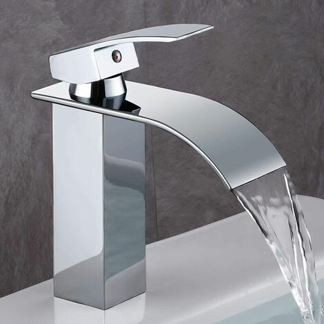 Robinet Salle de Bain, Design Moderne de Cascade Robinet Lavabo, Conception de Corps en M��tal Durable Avec Chromage en M��tal de Qualit�� Sup��rieure.