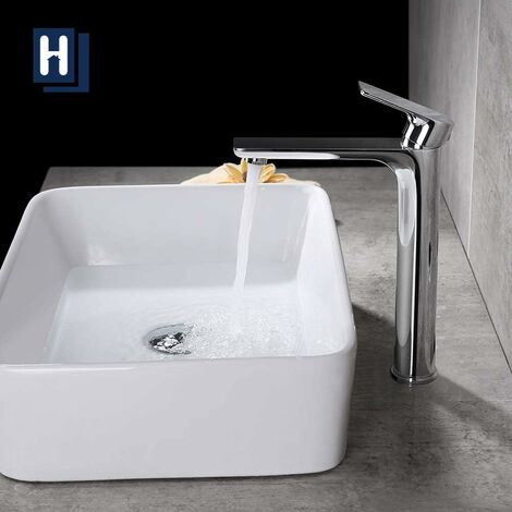 Robinet Salle de Bain, Design Unique Laiton Chromé Robinet Lavabo, Anti-corrosion et Anti-rouille, Valve en Céramique, Froid & Chaud Disponible