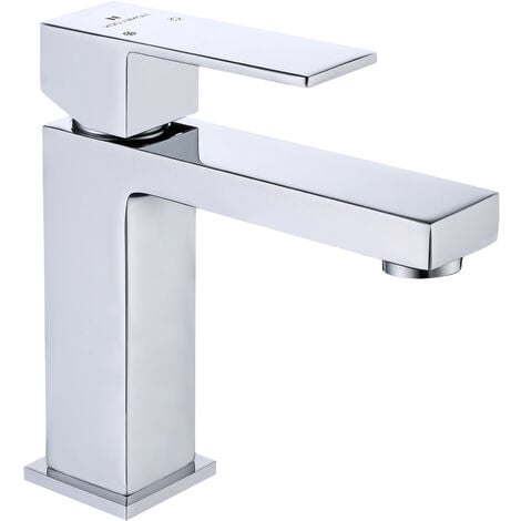 Robinet Salle de Bain en Forme L Mitigeur de Lavabo Chromé en laiton Robinet Lavabo Anticalcaire