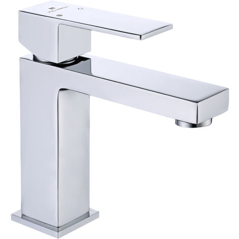 Robinet Salle de Bain en Forme L Mitigeur de Lavabo Chromé en laiton Robinet Lavabo Anticalcaire