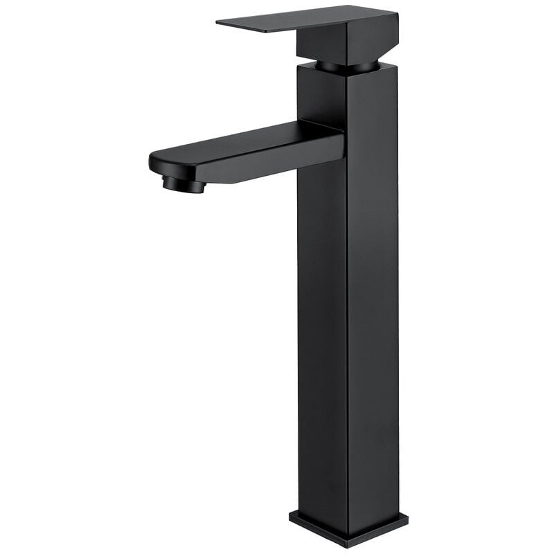 Robinet de Lavabo Haut Mitigeur Salle de Bain Noir Matt Mitigeur de Lavabo Chaud Froid Robinet en Inoxydable 304 Style moderne